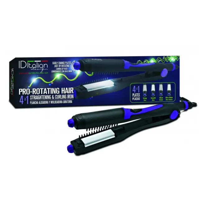 ID Italian Pro Rotating Straighting & Curling Iron 4 in 1 - (πρέσα για ίσιωμα και μπούκλες 4 σε 1)