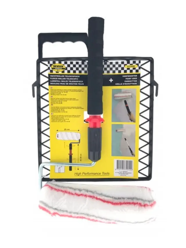 Fleece roller telescopic 80 cm with paint grid