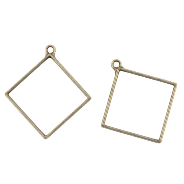 Μεταλλικό Κρεμαστό Open Back - Rhombus - 48x44x3.5mm - Antique Bronze - 4τεμ