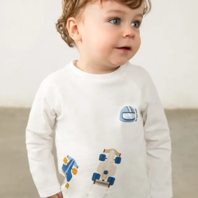 Baby 6 μηνών έως 4 ετών Μπλούζα αυτοκίνητα κρεμ
