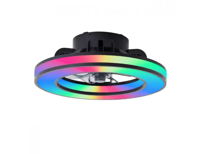 Ανεμιστήρας Οροφής Brilliant Mondello G80915/05 με φωτισμό LED RGB, τηλεχειριστήριο, διάμετρο 41.5cm και ισχύ 26W - Μαύρο