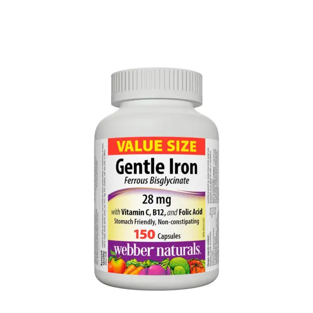 Webber Naturals Gentle Iron with Vitamin C, B12, and Folic Acid