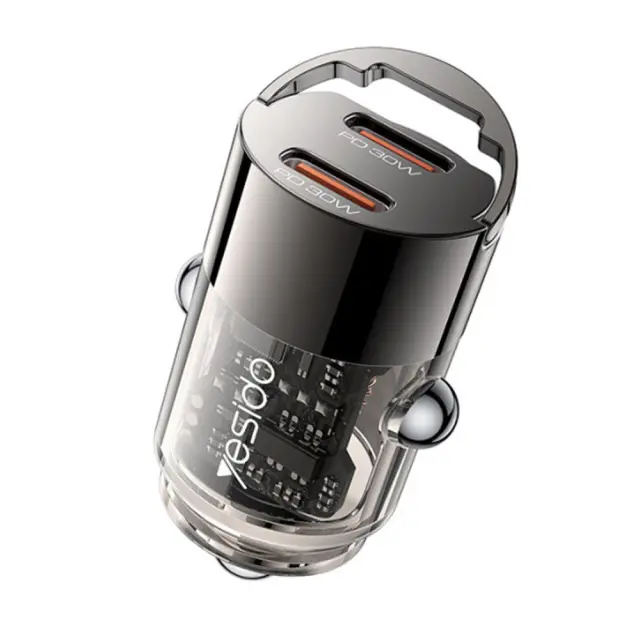Yesido® (Y69) Mini Φορτιστής Αυτοκινήτου με 2xUSB-C 30W- Black
