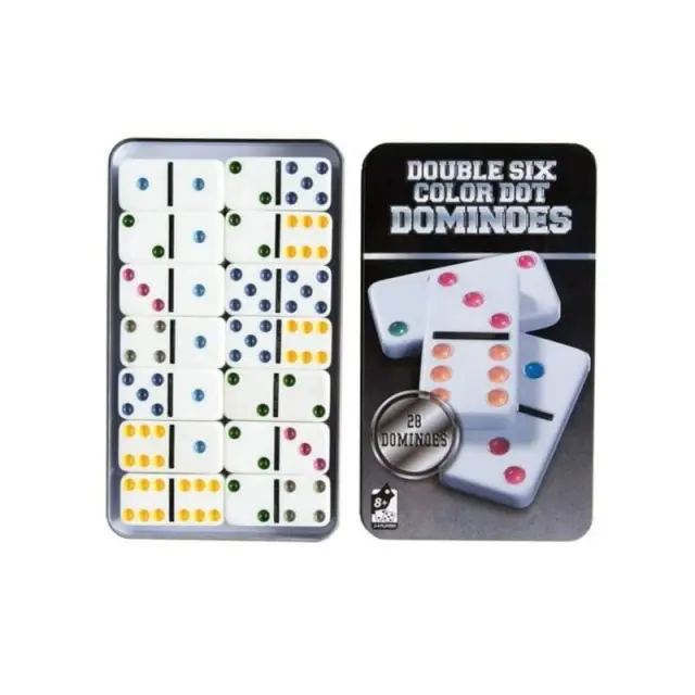 Έγχρωμο Ντόμινο σε Μεταλλικό κουτί 28 τεμ. – Double six color dot dominoes 68142