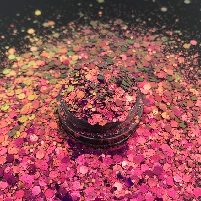 Chunky glitter λεπτό 20gr, Ροζ, μωβ, χρυσό