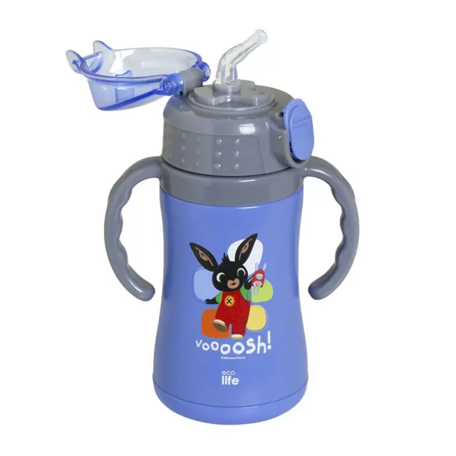 Ecolife Παιδικό Μπουκάλι Θερμός με Καλαμάκι / Kids Thermos Bottle 300ml: BING (2 χρώματα) - Μπλε 2