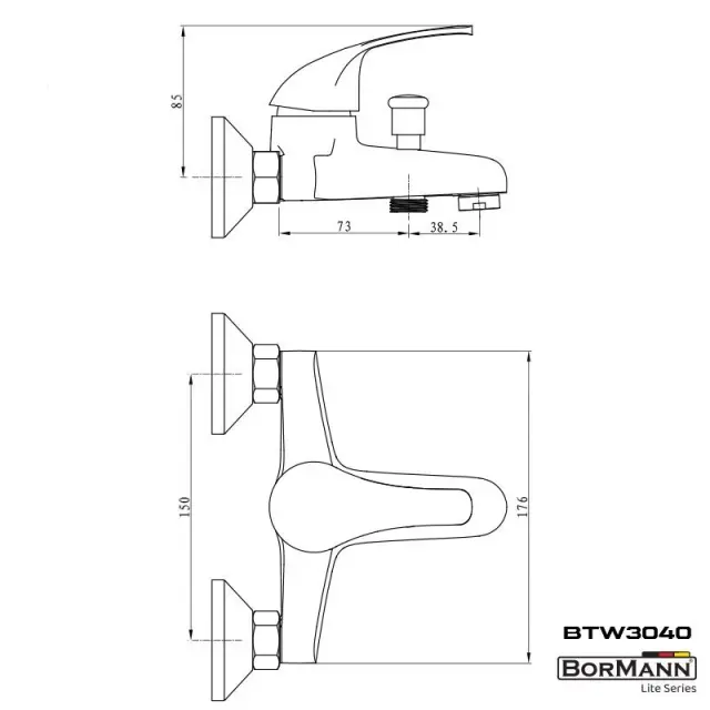 BORMANN BTW3040 - BORMANN BTW3040 Μπαταρία Μπάνιου "Iris" 40mm Αναμεικτική Με Σετ Ντους 830G (026044) 3