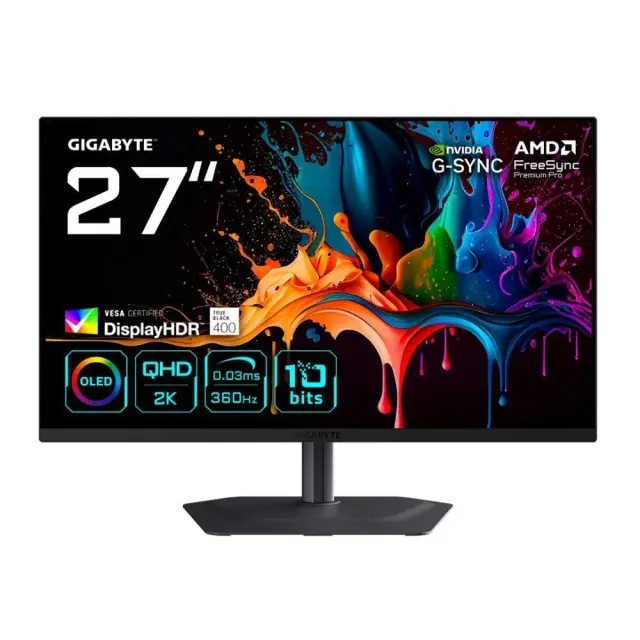 Gigabyte MO27Q3 QD-OLED HDR Gaming Monitor 27" QHD 2560x1440 360Hz με Χρόνο Απόκρισης 0.03ms GTG