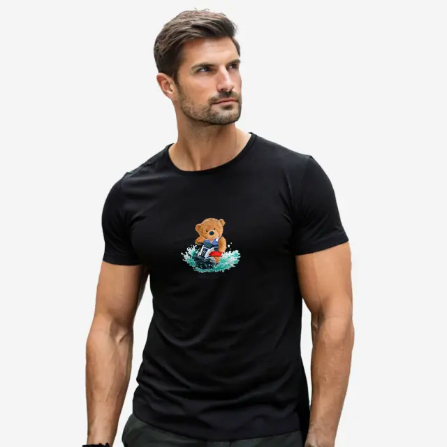 T-shirt Noshame® Μαύρο με τύπωμα Teddy Jet ski - 112560 - XXL