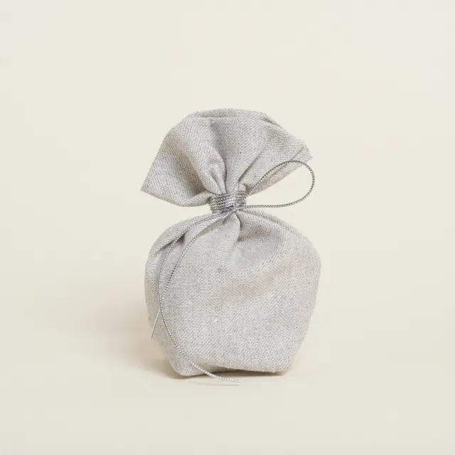 Beauty Home ΠΟΥΓΚΙ ΜΕ ΒΑΣΗ 8 x 12 cm ΓΚΡΙ ΑΣΗΜΙ LUREX