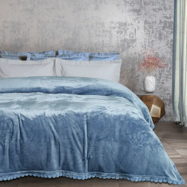 Κουβέρτα 220x240 Υπέρδιπλη 330gsm Das Home 1186 Dusty Blue 100% Πολυέστερ