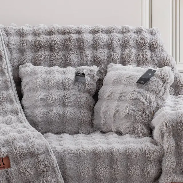 Beauty Home Γούνινη Μαξιλαροθήκη διακοσμητική Pop Art 8721 40x40 Γκρι