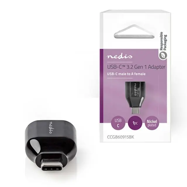 Αντάπτορας USB 3.2 Gen 1x1 A θηλ. - USB-C αρσ., σε μαύρο χρώμα.