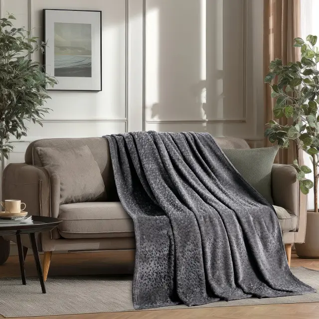 Ριχτάρι Τριθέσιο 170x300 Flannel Melinen Giza Dark Grey 100% Πολυέστερ