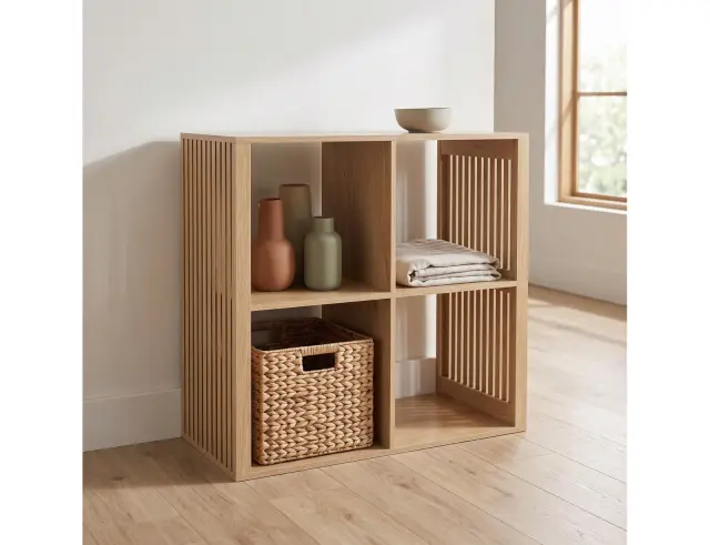 Ραφιέρα Οργάνωσης Klaus Home Deco Factory με 4 ράφια και διαστάσεις 69.6x66x32cm - Συνδυάζεται με κουτιά αποθήκευσης - Σε απόχρωση Ξύλου HD0241FS