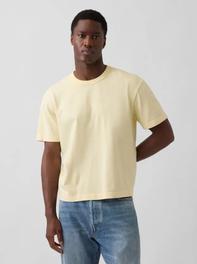Ανδρική Μπλούζα Heavyweight Cropped Γραμμής MAIZE Yellow