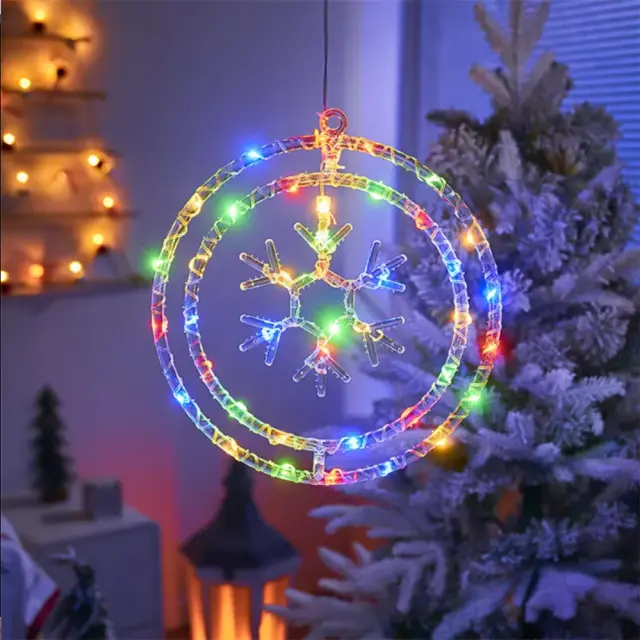 Χριστουγεννιάτικο φωτεινό διακοσμητικό 3D LED κρεμαστό - Xιονονιφάδα - 2pcs - 272309 - RGB 2