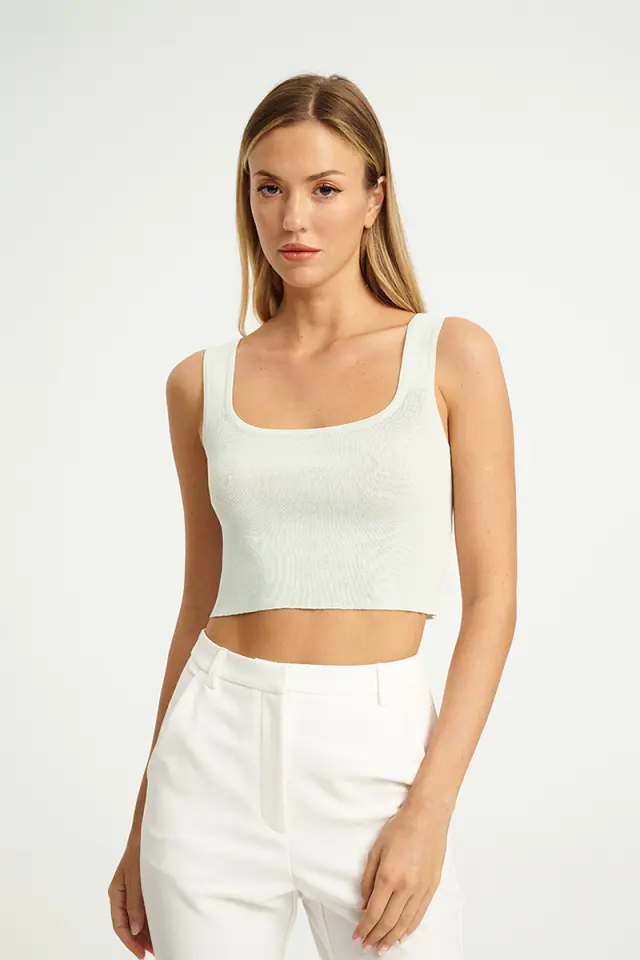 Πλεκτό Crop Top με Τετράγωνο Ντεκολτέ BONA KNIT TOP - XS 3