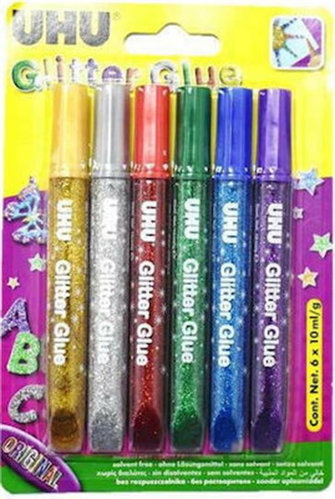 UHU Glitter Glue Shinny Κόλλα 6τμχ των 10ml / 39017 (UHU)