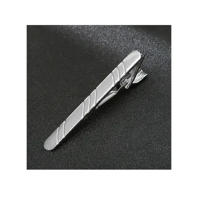Ασημί Κλιπ Γραβάτας 6 cm με Στρας – LGD-TC/57