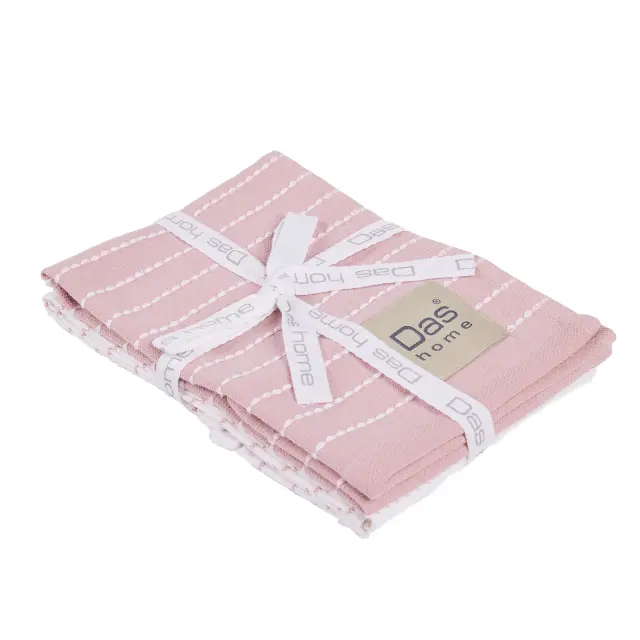 Πετσέτες Κουζίνας Σετ 2Τεμ 30x50 Das Home 0823 Pink-White 100% βαμβακερό 2