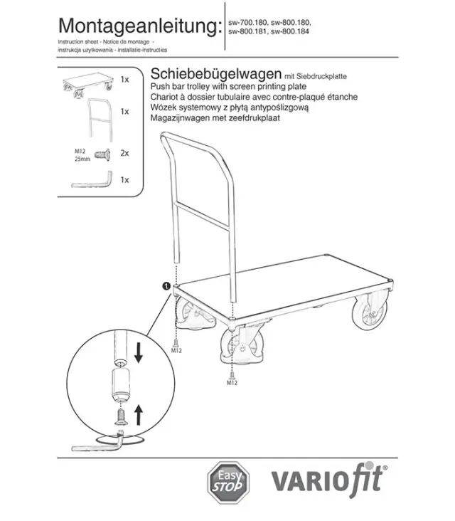 Variofit sw-800.184 Πλατφόρμα Μεταφοράς Αντιολισθητική Επιφάνεια για Φορτίο Βάρους ως 1000kg 3