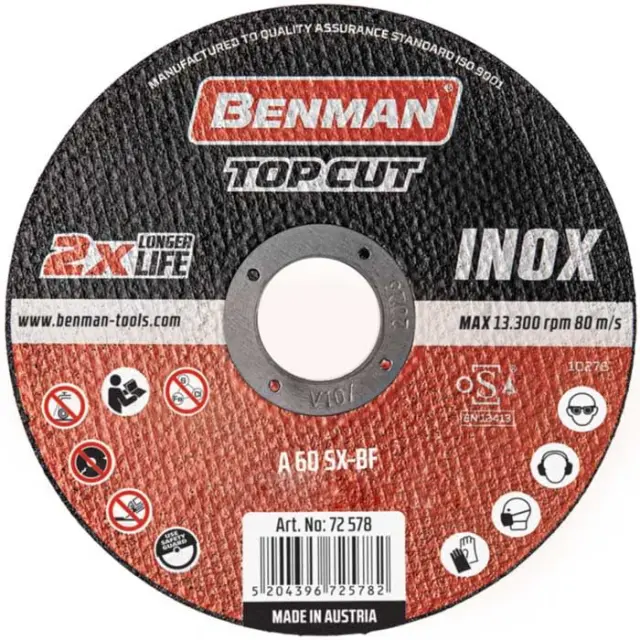 ΤΡΟΧΟΣ ΚΟΠΗΣ INOX TOPCUT Φ125Χ1MM BENMAN 72579