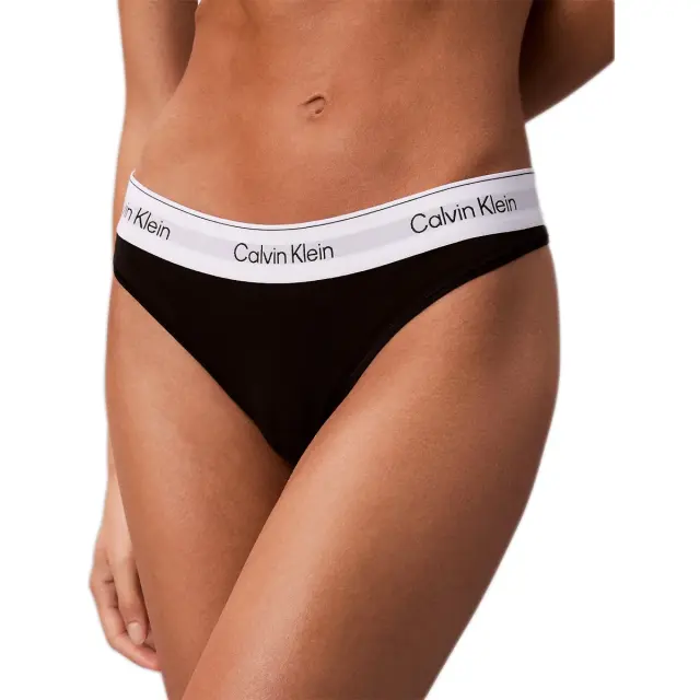 Calvin Klein Γυναικείο String Thong - Icon Cotton Modal, Χρώμα Μαύρο