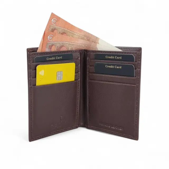 Μικρό Όρθιο Ανδρικό Πορτοφόλι Γνήσιο Δέρμα RFID Diplomat MN128. (8x2x11cm) - Μαύρο 2