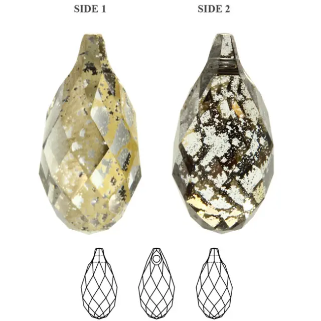 Swarovski 6010 Briollete Crystal Gold Patina 11x5.5mm - 2τεμ