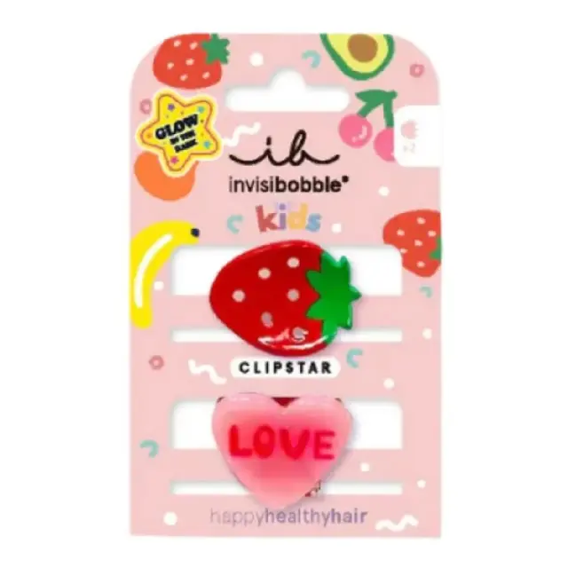 Invisibobble Clipstar Glow Frutti Strawberry Παιδικό Κλάμερ Μαλλιών, 2τεμ