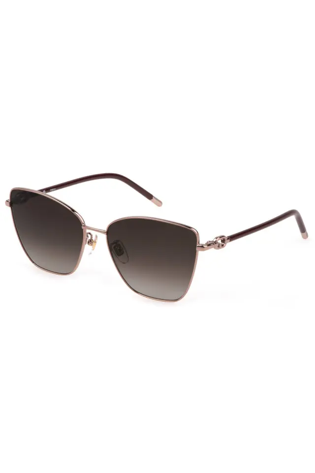 Furla - Γυναικεία Γυαλιά Ηλίου Silver & Brown Square SFU692-0A39 Χρυσό 2
