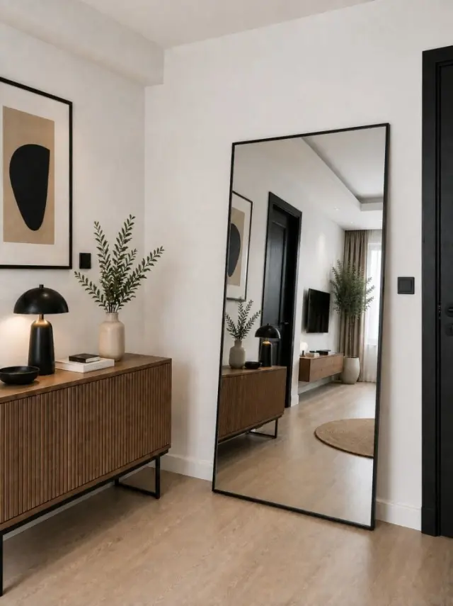 Stewehome Καθρέφτης ορθογώνιος με πόδια μαύρος 180x80 cm 2