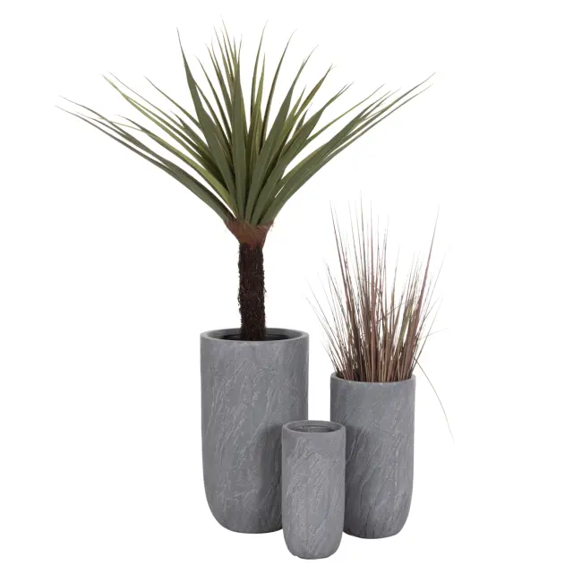 Σετ 3τμχ γλάστρες Κυλινδροι σειρά Gardener FIBERCLAY-χρώμα Cement Φ44x79 εκ
