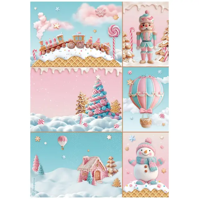 Σετ 6 Ριζόχαρτα ντεκουπάζ Stamperia 21x29cm A4, Candy Christmas 2