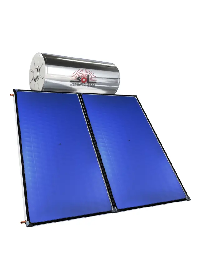 Ηλιακός Θερμοσίφωνας SOL-Violaris 200lt/4.10m² Glass/Inox Exclusive Επιλεκτικός Τιτανίου FULL PLATE (Διπλό Πάνελ) NAVI Τριπλής Ενέργειας