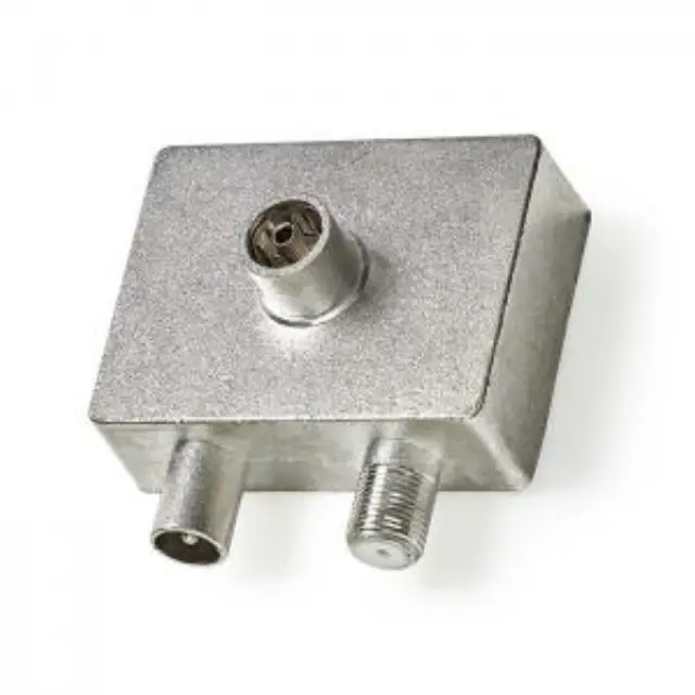 Μεταλλικό βύσμα κεραίας IEC (Coax) αρσ./F θηλ. - IEC (Coax) θηλ., σε ασημί χρώμα. 3