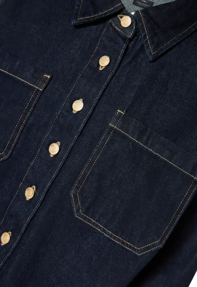 FunkyBuddha γυναικείο cropped denim overshirt FBL014-162-05-1 2