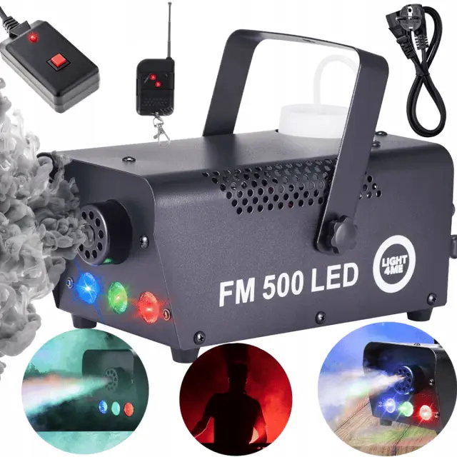 LIGHT4ME FM 500 LED V2 smoke fog machine wireless remote wired controller 500W light effect 3x1W RGB 3