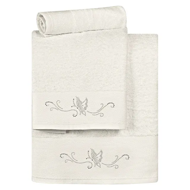 Νυφικές Πετσέτες Σετ 3 Τεμ 30x50-50x90-70x140 500gsm Beauty Home 3176 Εκρού 100% βαμβακερό