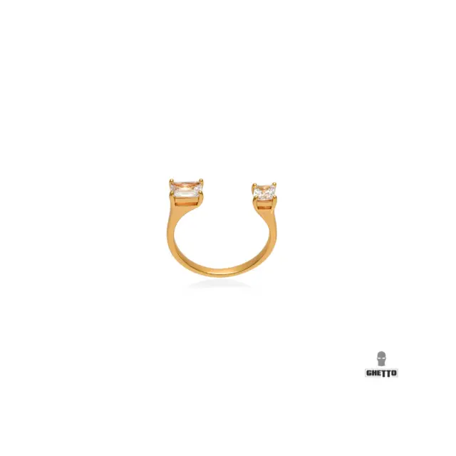 Ghetto Open Diamonds Rose Gold SS Ring