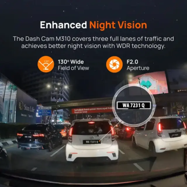 70mai M310 Plus 2K Dash Cam 2560×1440 WiFi, Night Vision + Parking Mode Κάμερα Αυτοκινήτου 3