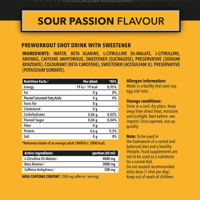 Nanosupps Hype Beast Pre-workout Shot Sour Passion, 60 ml 2