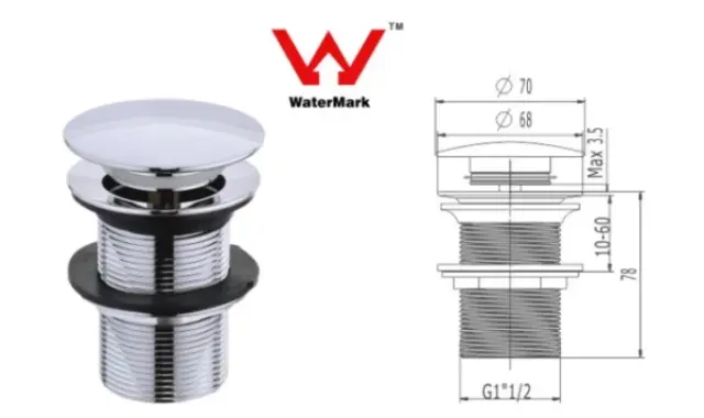 Pop up βαλβίδα νιπτήρα χωρίς υπερχείλιση WM030063 G1 1/2