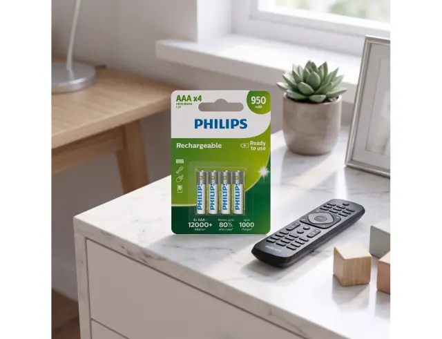 Επαναφορτιζόμενες Αλκαλικές Μπαταρίες Philips R03B4A95/10 - ΑΑA HR03 Micro - 1.2V - 950mAh - 4 τεμάχια R03B4A95/10