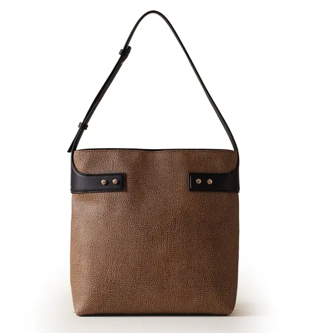 Τσάντα BORBONESE Armor Hobo Medium 91010024 Καφέ