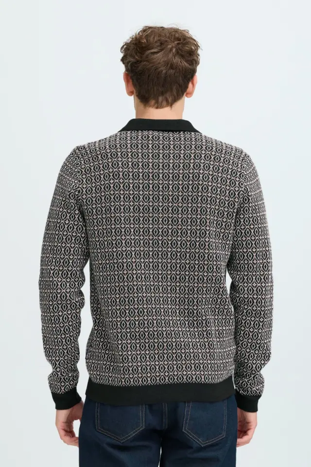 Casual Friday Ανδρικό WIK Jacquard Πλεκτό Polo – Black - M 2
