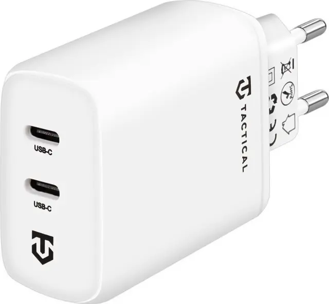 Tactical Φορτιστής Χωρίς Καλώδιο με 2 Θύρες USB-C 40W Λευκός (Base Plug Dual) 2