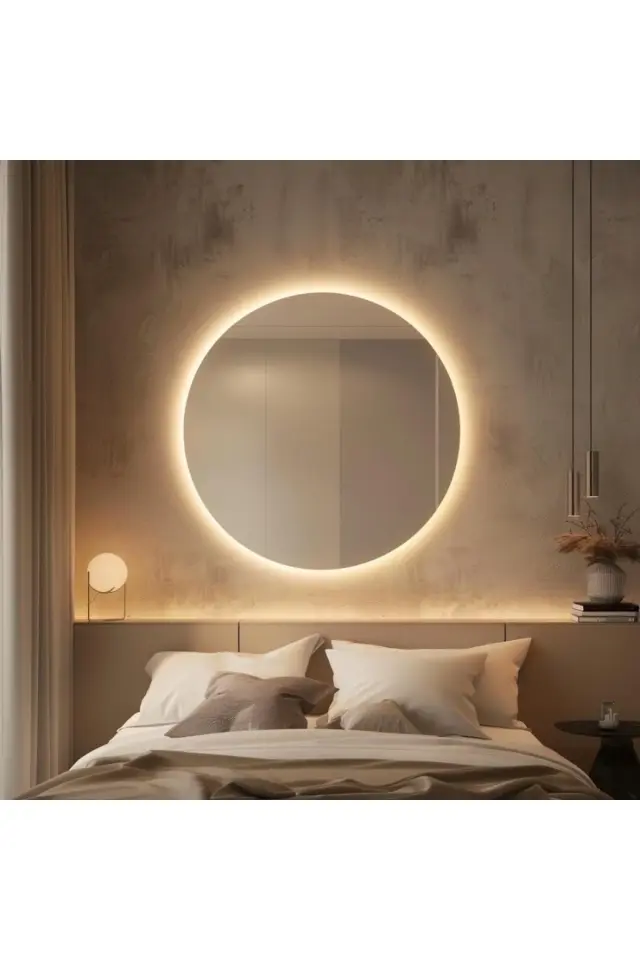 Stewehome Διακοσμητικός καθρέφτης με LED φωτισμό και ασύρματη λειτουργία 40x40 cm 3