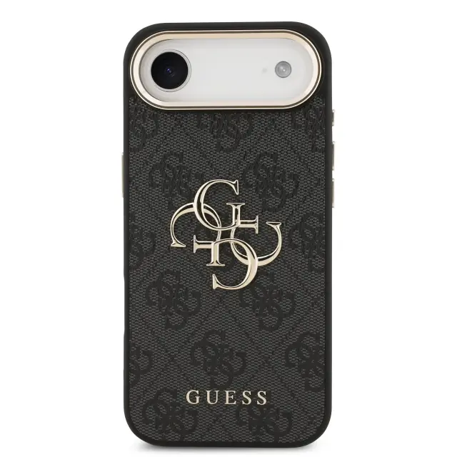 Guess PU Leather 4G Metal Logo Gold Frame Case for iPhone Air Black 3